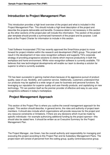 Sample Project Management Plan (PMP)