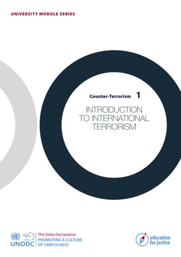 Module 1 INTRODUCTION TO INTERNATIONAL TERRORISM