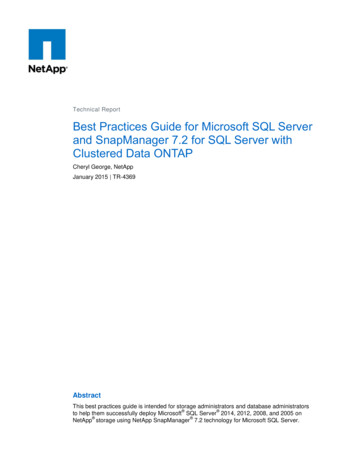 TR-4369: Best Practices Guide For Microsoft SQL Server And SnapManager .