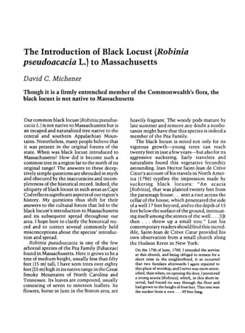 The Introduction Of Black Locust (Robinia Pseudoacacia L .