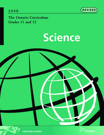 The Ontario Curriculum, Grades 11 And 12: Science, 2008 .