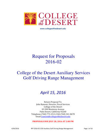 Request For Proposals 2016-02 - College Of The Desert