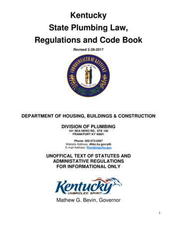 Kentucky State Plumbing Law, Regulations And Code Book