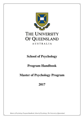 School Of Psychology Program Handbook Master Of 