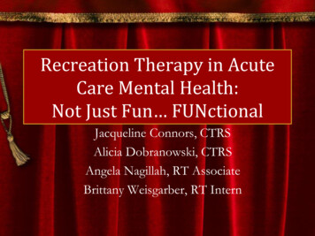 Recreation Therapy In Acute Care Mental Health: Not Just .