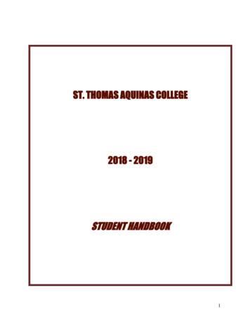 St. Thomas Aquinas College 2018 - 2019 Student Handbook - Stac
