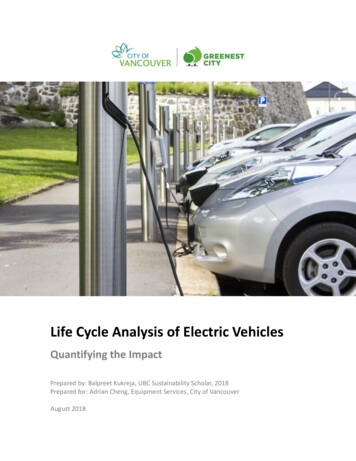 Life Cycle Analysis Of Electric Vehicles
