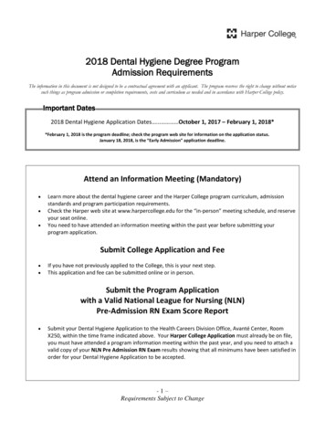 2018 Dental Hygiene Degree Program Admission Requirements - Harper College