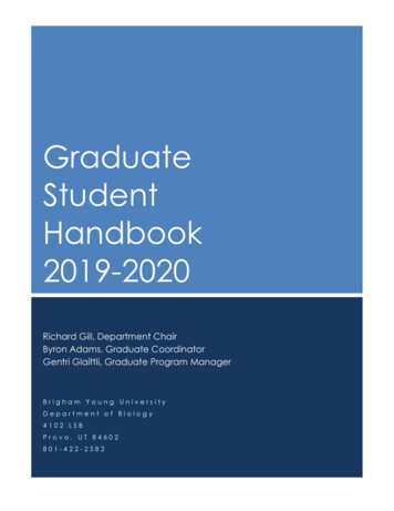 2019-2020 Graduate Student Handbook - Biology.byu.edu