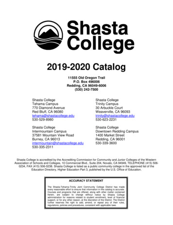 2019-2020 Catalog - Shasta College