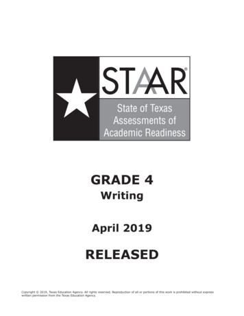 STAAR Grade 4 Writing April 2019 Released