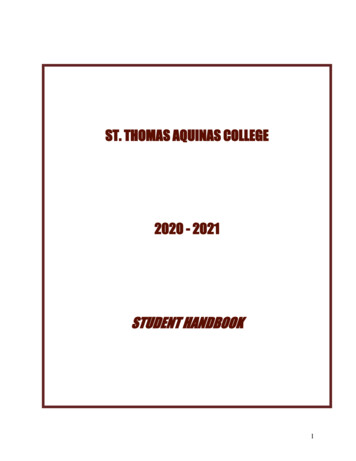 2021 STUDENT HANDBOOK - St. Thomas Aquinas College