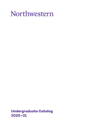 Undergraduate Catalog 20 21 - Northwestern University