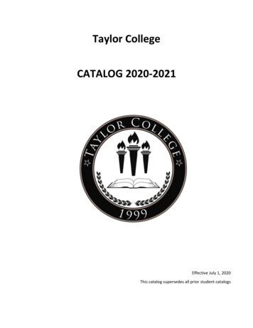 Taylor College CATALOG 2020-2021