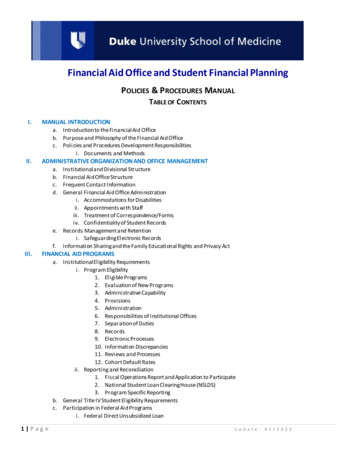 Financial Aid Office And Student Financial Planning