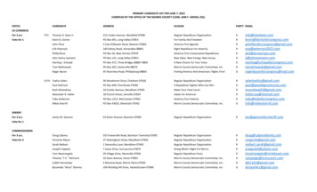 PRIMARY CANDIDATE LIST FOR JUNE 7, 2022 COMPILED . - Morris County Clerk