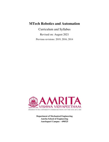 MTech Robotics And Automation
