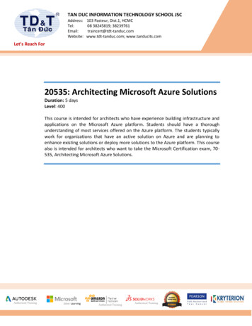 20535: Architecting Microsoft Azure Solutions
