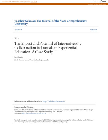 The Impact And Potential Of Inter-university Collaboration In . - CORE