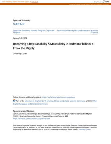 Becoming A Boy: Disability & Masculinity In Rodman .