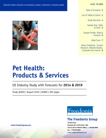 Pet Health: Products & Services - Freedonia Group