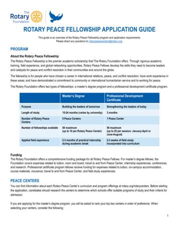Rotary Peace Fellowship Application Guide