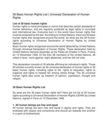 30 Basic Human Rights List Universal Declaration Of .