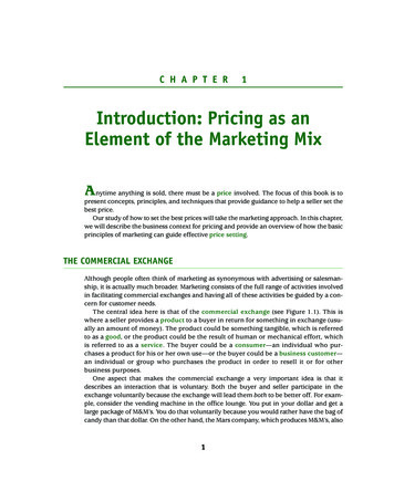 Introduction: Pricing As An Element Of The Marketing Mix