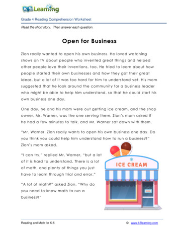 Open For Business - K5 Learning