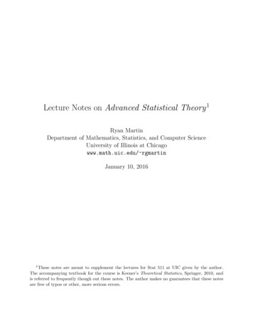 Lecture Notes On Advanced Statistical Theory1