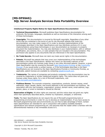 [MS-DPSSAS]: SQL Server Analysis Services Data Portability .