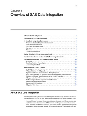 Overview Of SAS Data Integration Chapter 1