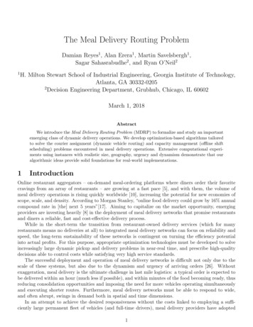 The Meal Delivery Routing Problem - Optimization Online