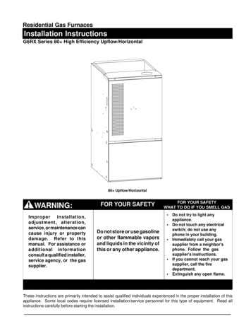 Residential Gas Furnaces Installation Instructions