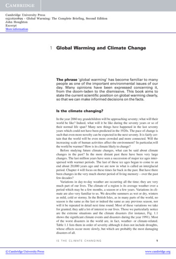 1 Global Warming And Climate Change - Cambridge University Press .