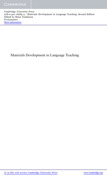 Materials Development In Language Teaching