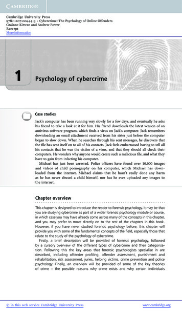 Psychology Of Cybercrime - Cambridge University Press
