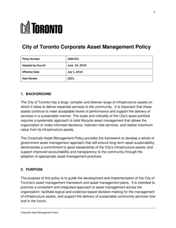 City Of Toronto Corporate Asset Management Policy