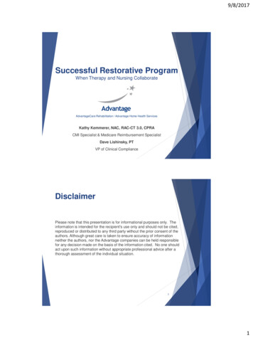 Successful Restorative Program - PHCA