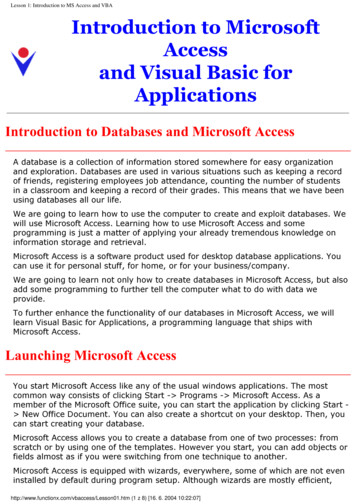 Introduction To Databases And Microsoft Access