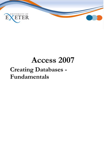 Access Design Databases Manual - University Of Exeter