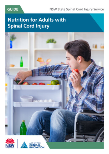 Nutrition For Adults With Spinal Cord Injury