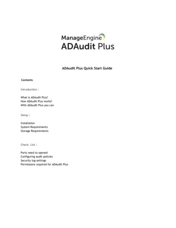 ADAudit Plus Quick Start Guide - Manageengine.optrics 