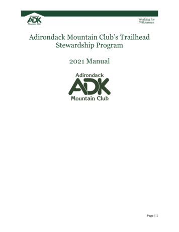 Adirondack Mountain Club's Trailhead Stewardship Program 2021 Manual