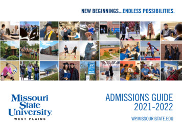 Admissions Guide For 2021-2022 - Missouri State University-West Plains