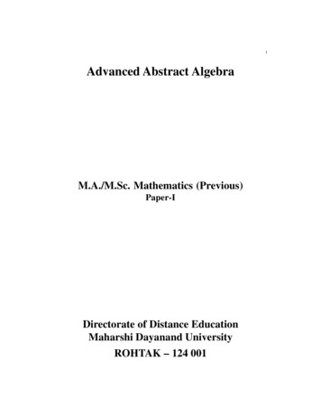 Advanced Abstract Algebra - Mdudde 