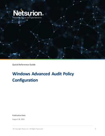 Advanced Audit Policy Configuration Quick Reference