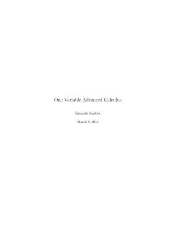 One Variable Advanced Calculus