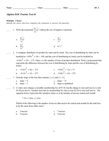 Algebra EOC Practice Test #3 - WordPress 