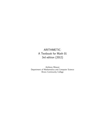A RI T H M E T IC : A T Extbook For M Ath 01 3rd Edition .